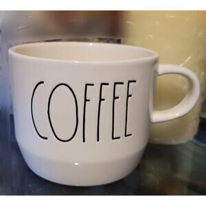 Rae Dunn White Coffee Mug Black Writing "COFFEE"